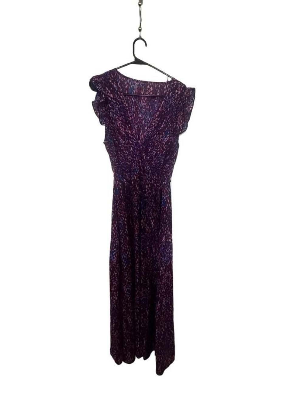 Breezaya Allover Print Butterfly Sleeve Split Thigh Belted Maxi Dress